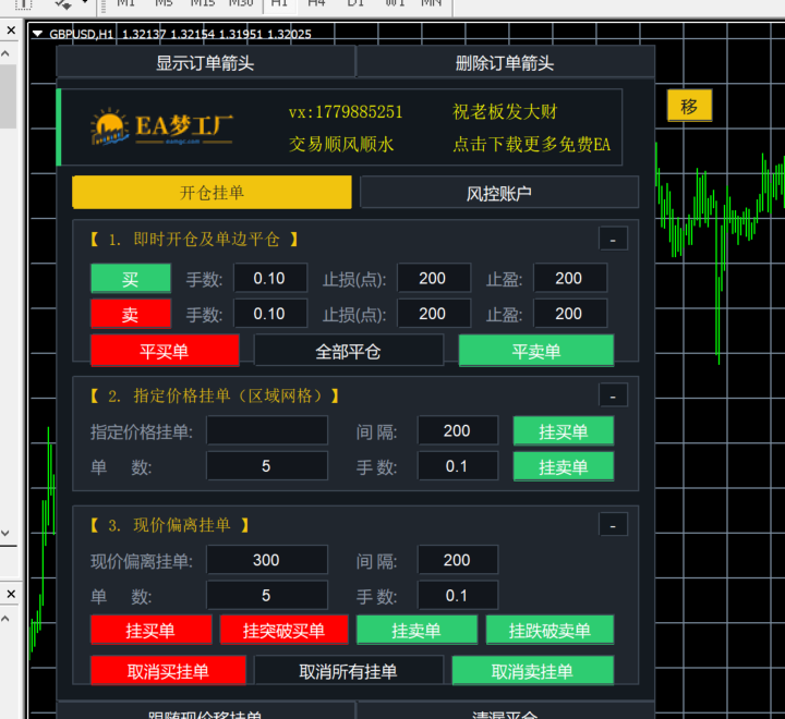 EA梦工厂操盘助手MT4界面展示